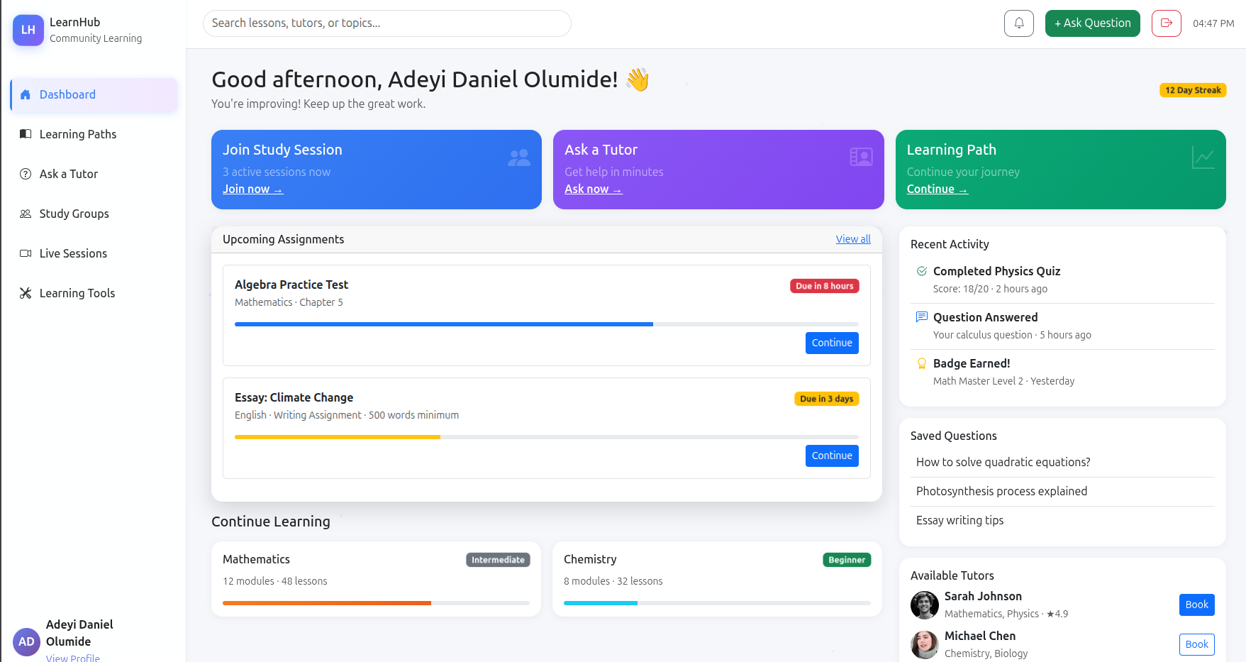 LearnHub education platform